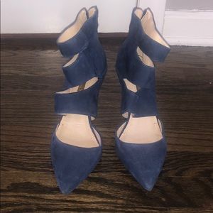 Women’s blue suede high heel shoe